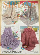 Sirdar DK knitting pattern 4770 - Baby Blankets in Snuggly Rascal DK