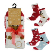 Christmas Ladies Slipper Socks Festive Design Fluffy Cozy  Gift Present