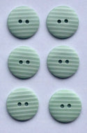 Green and White Stripe 22mm Buttons, Pack of 6, Stripey, Polyester, Stripes