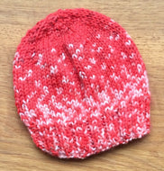 HAND KNITTED BABY HAT BEANIE 0–3 months approx  Red BRAND NEW