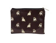 Pug Dog cosmetic makeup bag coin case Black zipped lined Dog lover gift
