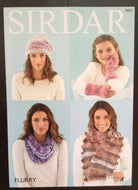 Sirdar Flurry knitting pattern 7957 Snood, Hat, Scarf, Wrist Warmers