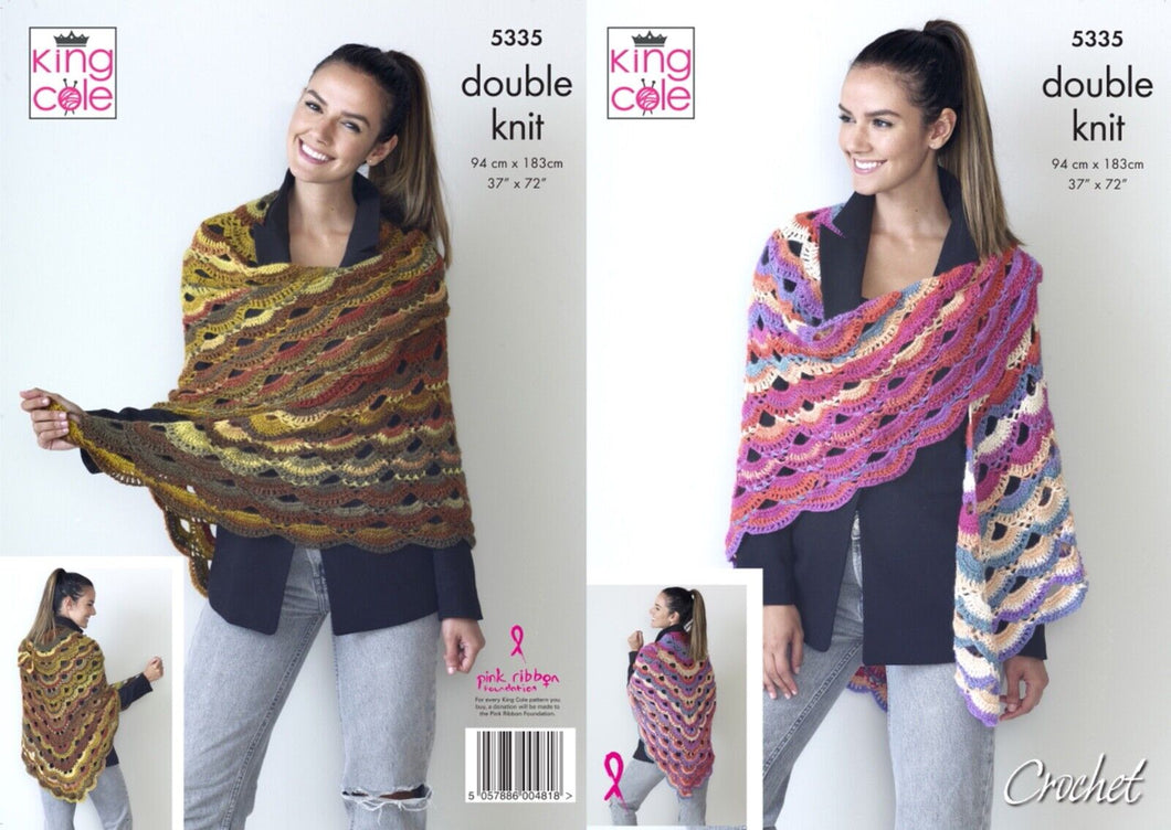 King Cole DK crochet pattern 5335 - Virus Shawl