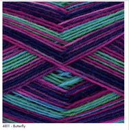 King Cole Zig Zag 4 Ply Knitting Crochet Sock Yarn  Wool 100g Ball Butterfly