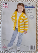 Load image into Gallery viewer, King Cole KNITTING PATTERN 6230 Childs Cardigan &amp; Hoodie For Toastie Yarn
