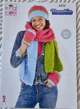 Load image into Gallery viewer, King Cole KNITTING PATTERN 6232 Ladies Snood Hat Scarf Handwarmers Toastie Yarn
