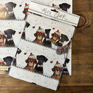 Gift wrap wrapping paper with 2 gift tags Two sheets Christmas dog themed