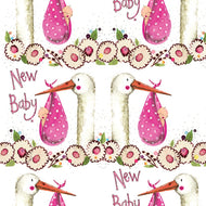 Gift wrap wrapping paper + 2 gift tags Two sheets Happy Birthday New Baby Girl