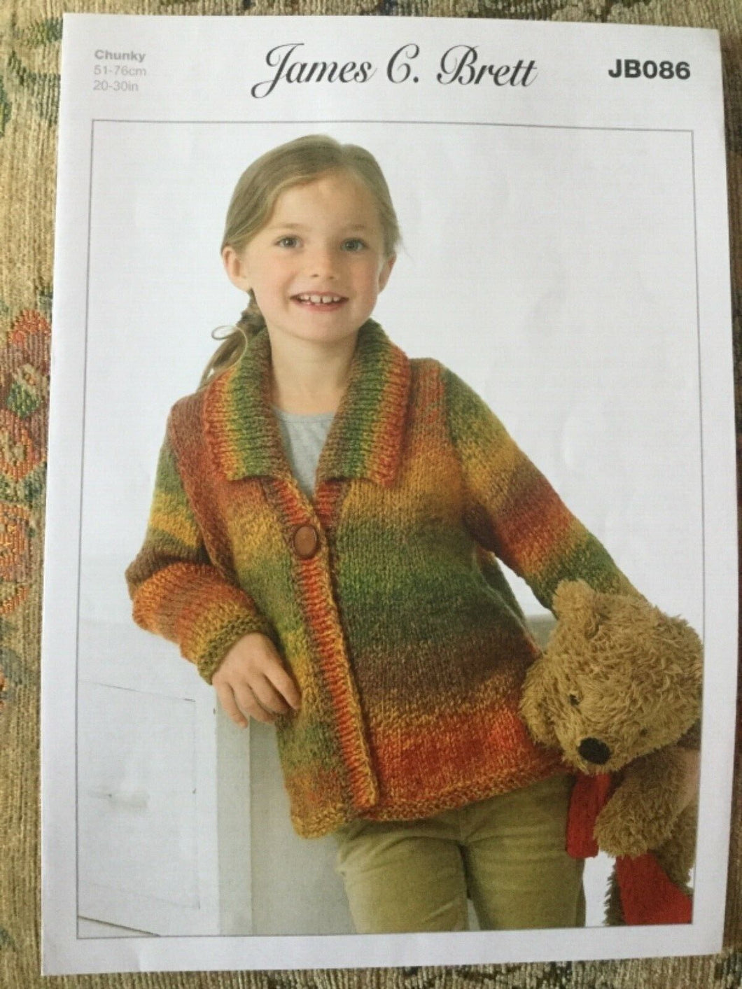 James C Brett Chunky knitting pattern JB086 Girls Jacket 20-30 ins