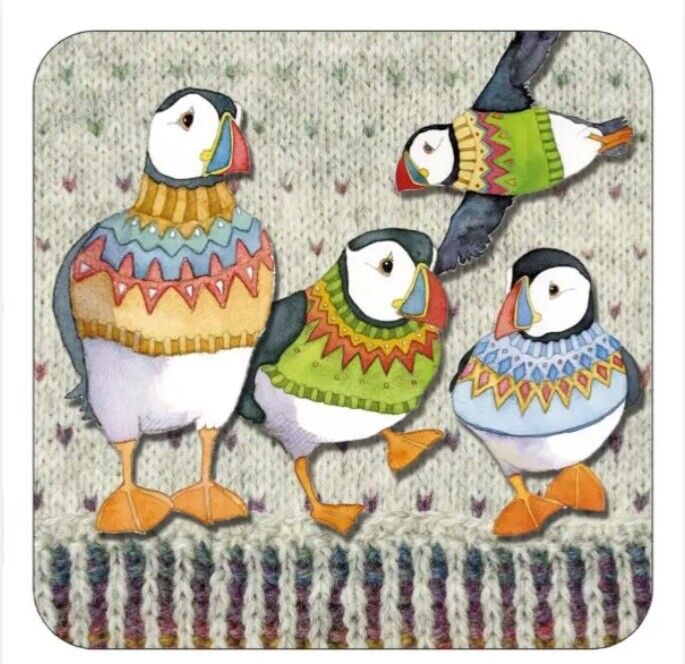 Emma Ball Drink Coaster Tea Coffee Cup Mat - Four Woolly Puffins