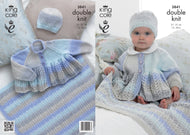 King Cole Melody DK Double Knitting pattern 3841 Jacket Hat & Blanket 12-20 ins