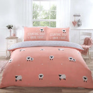 DUVET COVER SET KING SIZE Bedding Fall Asleep Counting Sheep REVERSIBLE - BLUSH