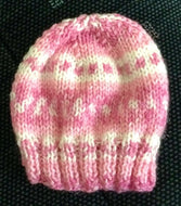 HANDMADE KNITTED BABY HAT BEANIE Baby 0 - 3 MONTHS BRAND NEW PINK & WHITE