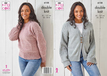 Load image into Gallery viewer, King Cole DK Knitting pattern 6158 Ladies Sweater &amp; Cardigan 32-50ins
