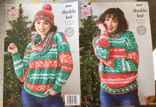 Load image into Gallery viewer, King Cole DK knitting pattern 5941 - Sweaters, Cowl &amp; Hat - 32-50ins - Christmas
