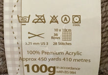 Load image into Gallery viewer, King Cole Big Value 4 ply Yarn- 3 x 100g - Shade 3097 Mushroom Dye 57587 - #231
