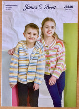 Load image into Gallery viewer, James C Brett DK pattern JB826 - Childs Cardigans in Partytime Stripes  DK
