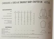 Load image into Gallery viewer, Sirdar Snuggly Baby Crofter DK knitting pattern 4756 - Cardigans - 16-26 ins
