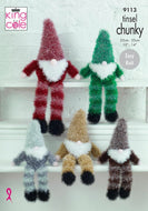 King Cole Tinsel Chunky Knitting Pattern 9113 - Tinsel Gnomes