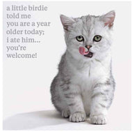 Birthday Greetings Card A little birdie told me.. Cat Luxury Cute Funny Humorous