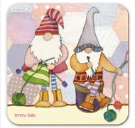 Emma Ball Drink Coaster Tea Coffee Cup Mat - Knitting  Gnomes