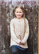 HAYFIELD BONUS ARAN KNITTING PATTERN 2510 Girl's Coat 2 - 13 Years