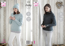 Load image into Gallery viewer, King Cole Chunky Knitting pattern 5178 Sweaters &amp; Hat 32-50 ins
