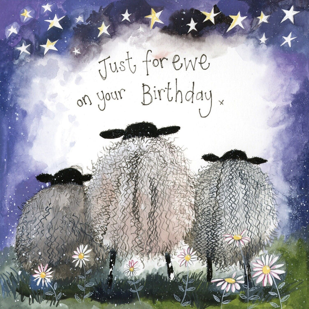 ALEX CLARK STARLIGHT SHEEP LARGE FOIL BIRTHDAY CARD ~ BLANK INSIDE