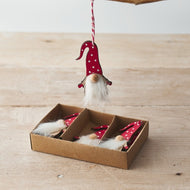 Wooden Hanging Gonks, Christmas Decoration, Set of 6