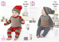 King Cole DK Knitting Pattern 5429 Baby Set - 14-22ins