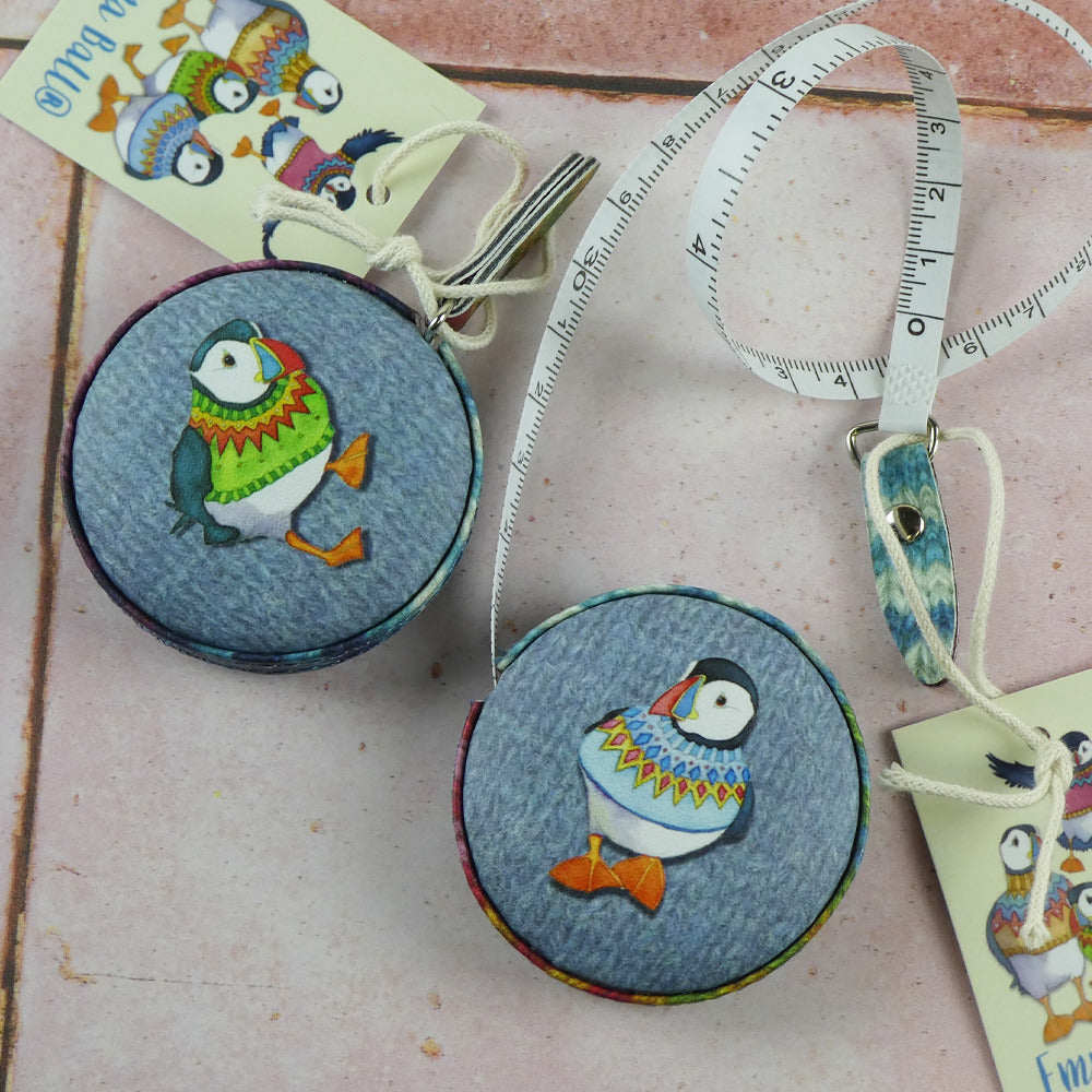 Tape Measure Woolly Puffins by Emma Ball Inches & Centimetres Retractable