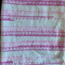 Load image into Gallery viewer, Hand knitted baby blanket pink/white 26”x27” approx
