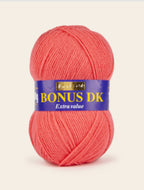 Sirdar Hayfield Bonus DK Kntting/Crochet Wool/Yarn 100g Acrylic Bright Coral