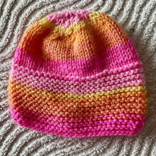 Load image into Gallery viewer, HAND KNITTED BABY HAT BEANIE Newborn Pink multi BRAND NEW

