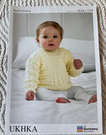 UKHKA DK knitting pattern 124 - Babies Cardigans & Sweater 12-20ins