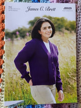 Load image into Gallery viewer, James C Brett Aran knitting pattern JB929 Ladies Cardigan 32-50ins
