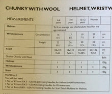 Load image into Gallery viewer, UKHKA knitting pattern 143 -Chunky - Helmet, Wristwarmers &amp; Scarf - 4yrs-Adult
