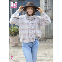 Load image into Gallery viewer, King Cole Aran Knitting pattern 6225 Ladies Sweaters 32-50 ins
