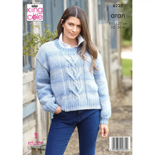 Load image into Gallery viewer, King Cole Aran Knitting pattern 6225 Ladies Sweaters 32-50 ins
