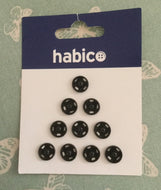 Black Poppers Snap Fasteners  Press Studs - 10 x 9mm - Habico HO/54