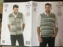 Load image into Gallery viewer, King Cole DK knitting pattern 4260  - Men’s Waistcoat &amp; Slipover 38-48 ins.
