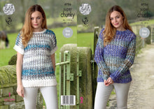 Load image into Gallery viewer, King Cole Super Chunky Knitting pattern 4756 Sweater &amp;Top 34-44 ins
