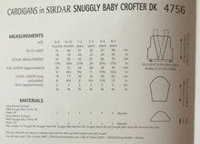 Load image into Gallery viewer,  Sirdar Snuggly Baby Crofter DK knitting pattern 4756 - Cardigans - 16-26 ins
