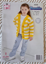 Load image into Gallery viewer, King Cole KNITTING PATTERN 6230 Childs Cardigan &amp; Hoodie For Toastie Yarn
