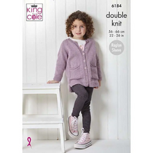 Load image into Gallery viewer, King Cole DK Knitting Pattern 6184 Children’s Sweater Cardigan &amp; Hat 22-26 ins
