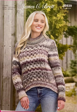 Load image into Gallery viewer, James C Brett Chunky knitting pattern JB839 Ladies Sweater 32-50 ins.
