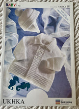 Load image into Gallery viewer, Babies 4 Ply knitting pattern UKHKA 18 Matinee Coat &amp; Helmet 12-20 ins

