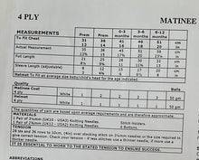 Load image into Gallery viewer, Babies 4 Ply knitting pattern UKHKA 18 Matinee Coat &amp; Helmet 12-20 ins
