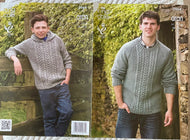 King Cole Aran Knitting pattern 3964 Boys/Mens Cabled Sweater & Hoodie 28-46 ins