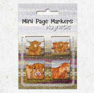 Emma Ball 4 Mini Page Markers Magnetic Book Mark - Highland Cow (PM10)